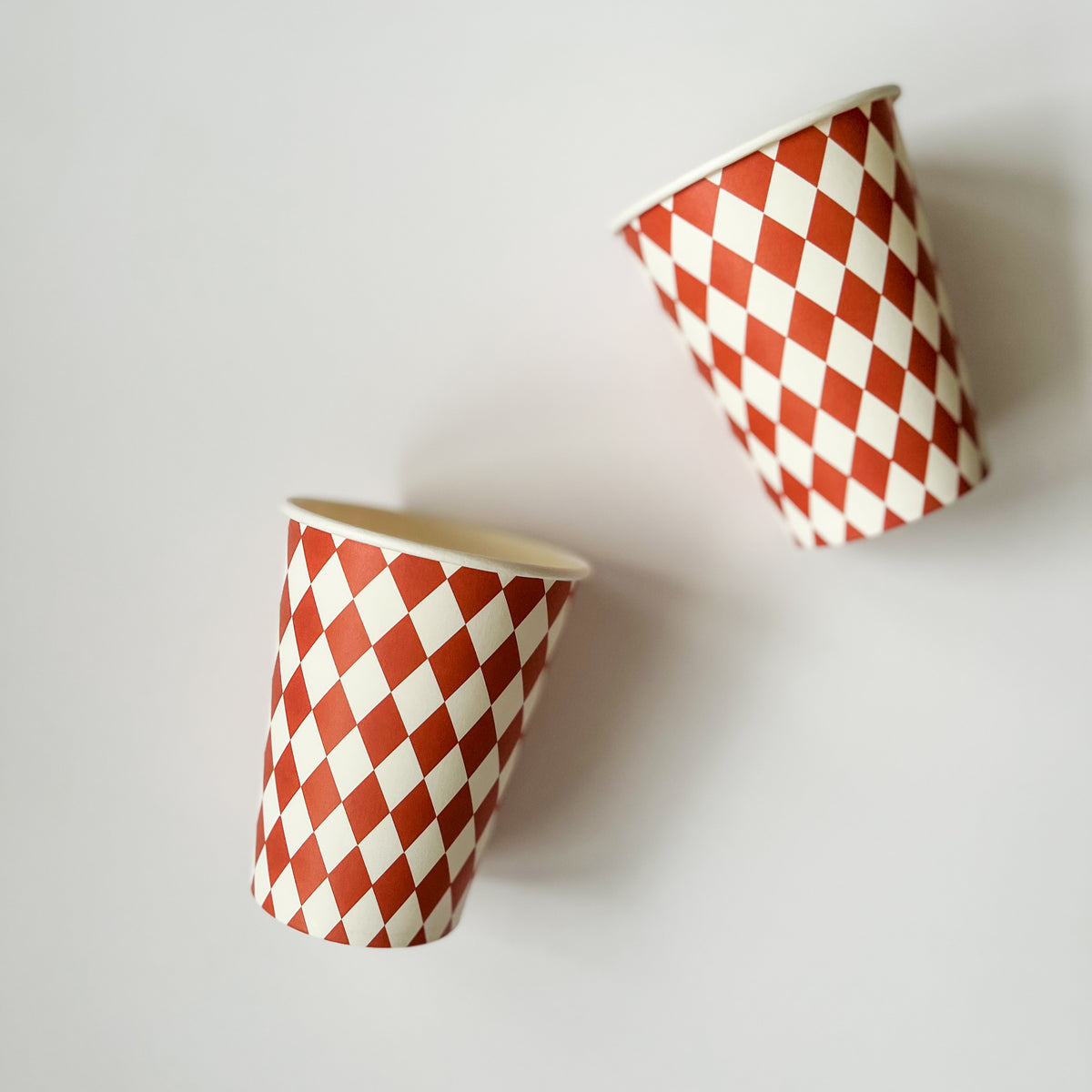 Orange Bavarian Checkered Cups (Set of 8)