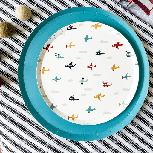 Aqua Blue Paper Party Plate (8pcs) - Josi James - 9 Inch Plate