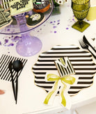 Black & White Striped Paper Party Plate (12pcs) - Josi James - 10.5 Inch Plate