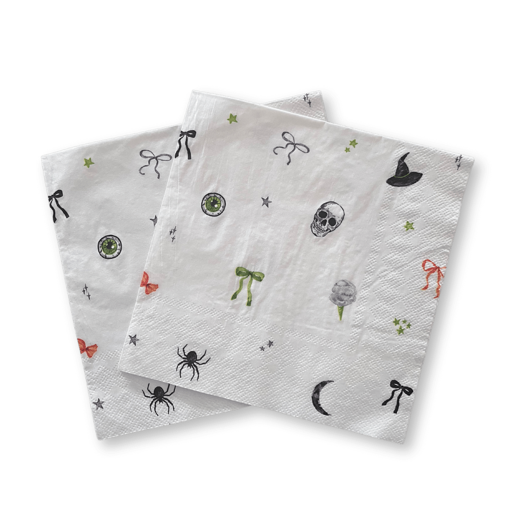 Bow Halloween Patterned Disposable Paper Napkins (24pcs) - Josi James - Large Napkins