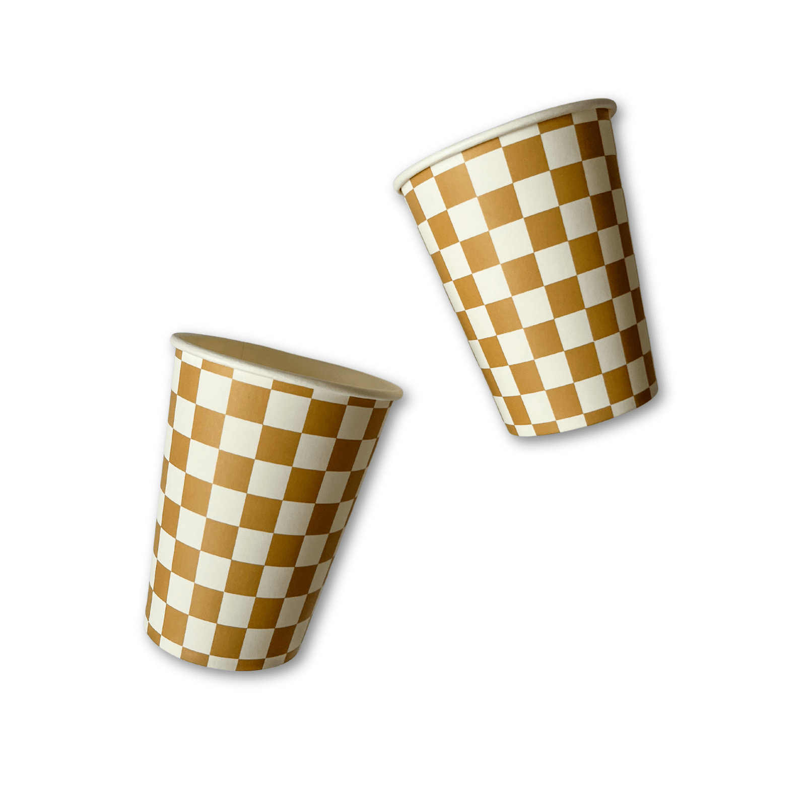 Checkered Gold Matte Cups (Set of 8) - Josi James - Cups