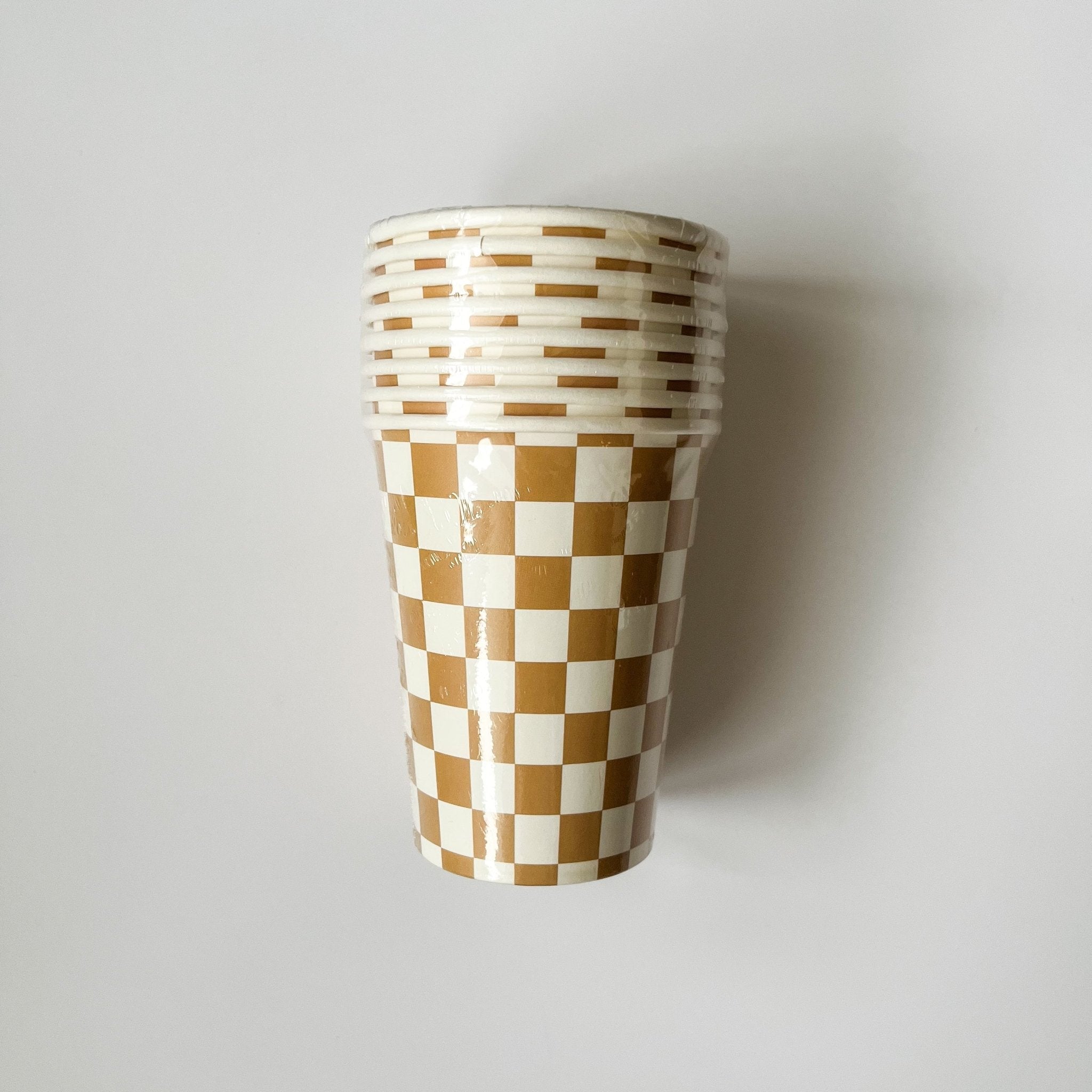 Checkered Gold Matte Cups (Set of 8) - Josi James - Cups