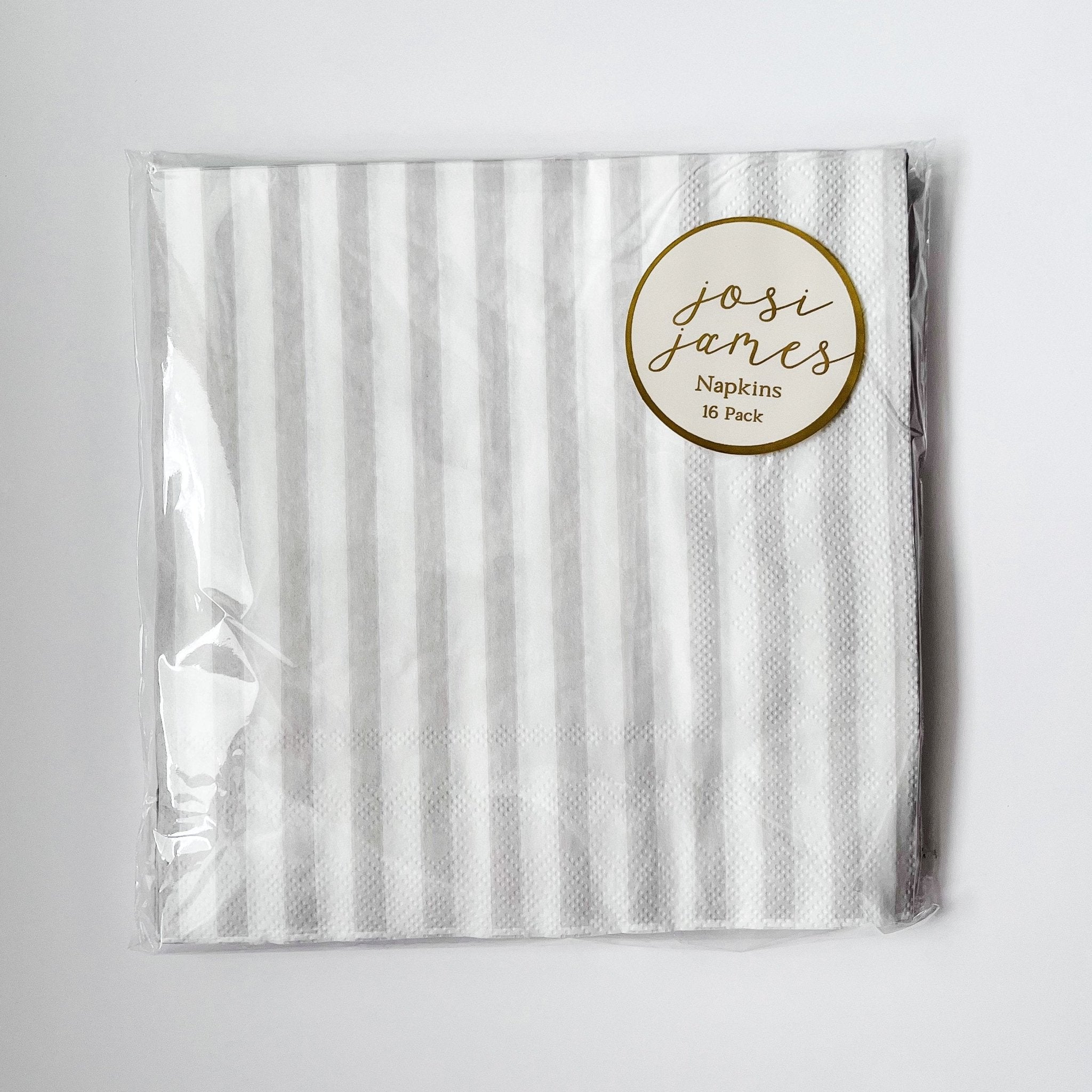 Classic Stripe Light Gray Large Disposable Paper Napkins (16pcs) - Josi James - Large Napkins