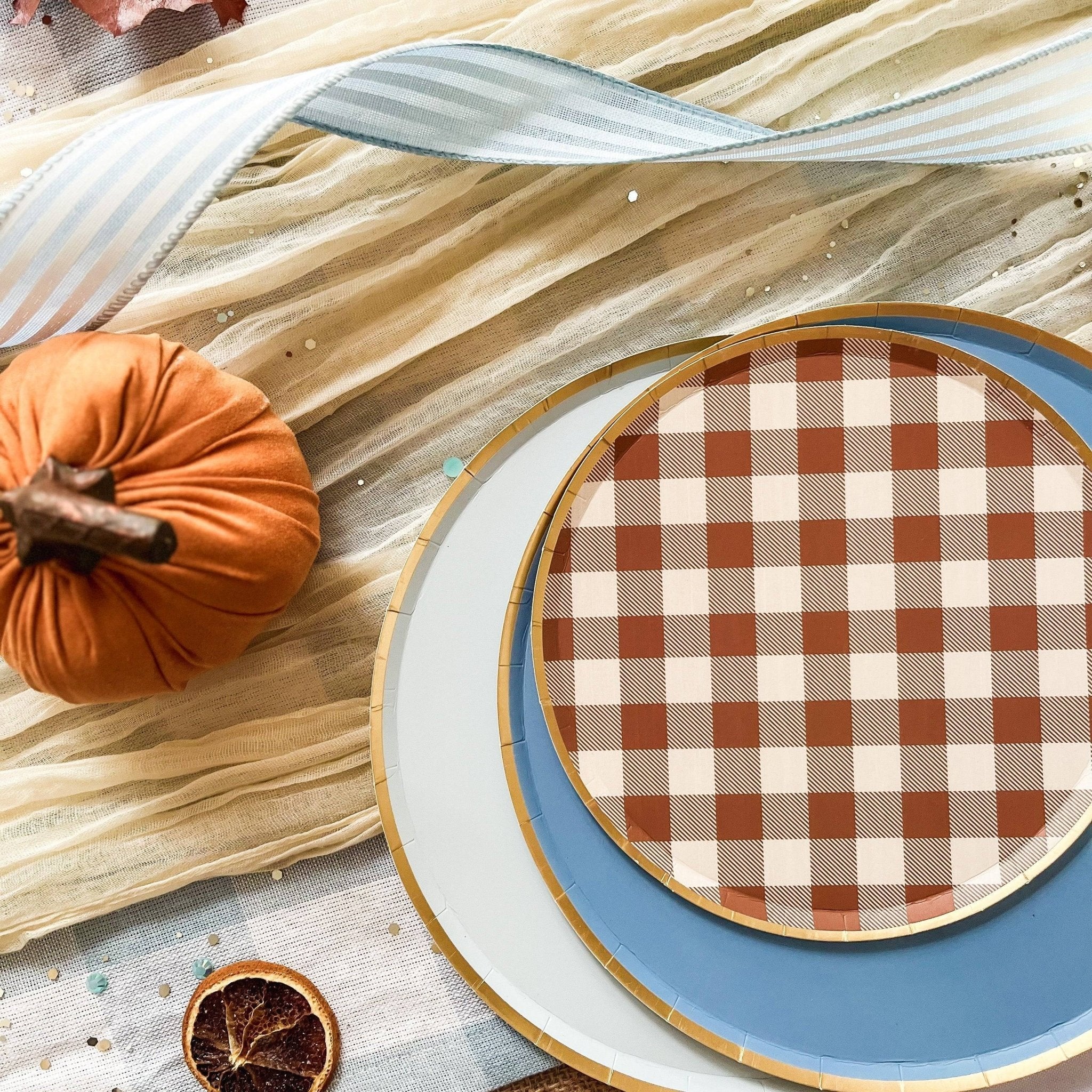 Fall Plaid Dessert Plate (8pcs) - Josi James - 7 Inch Plate