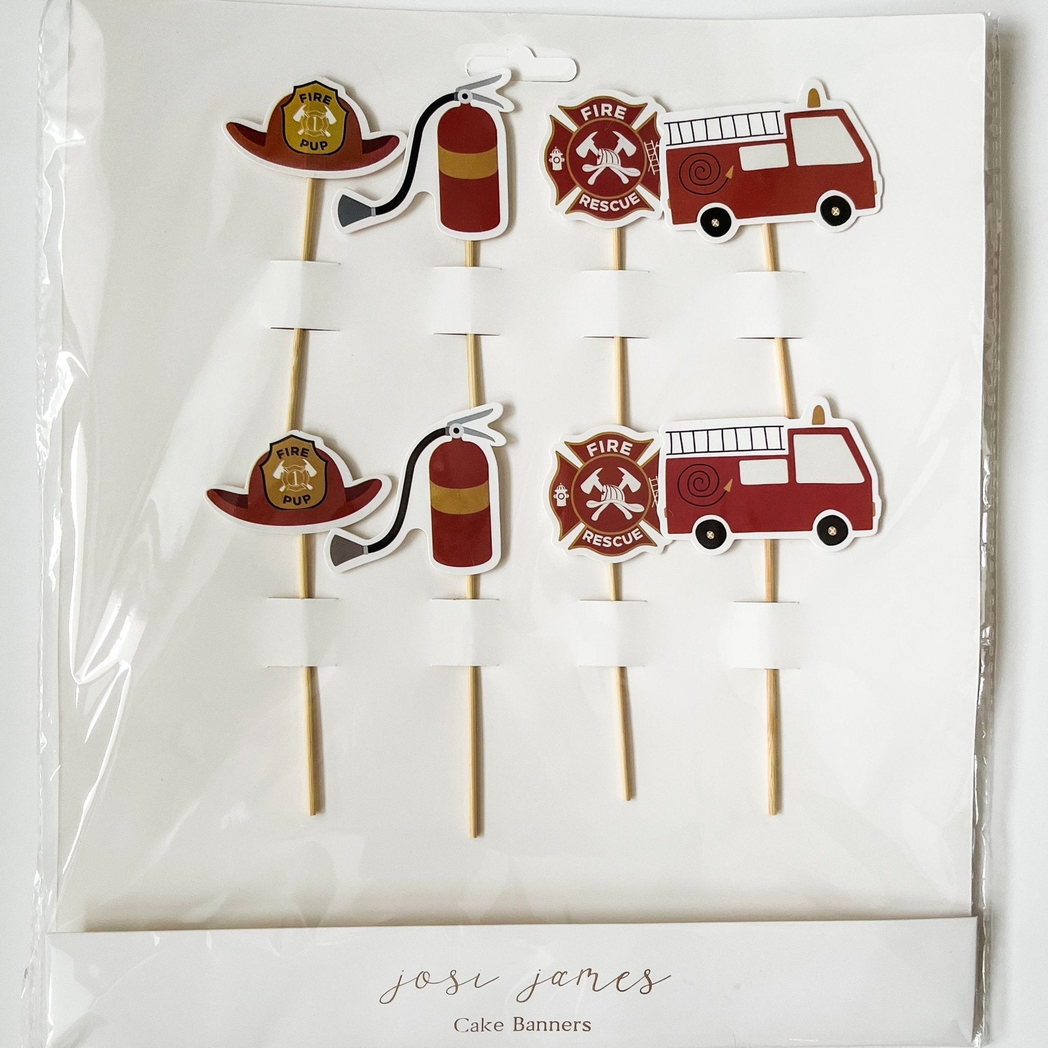 Fire Truck Toppers (8 Count) - Josi James - Cupcake Toppers