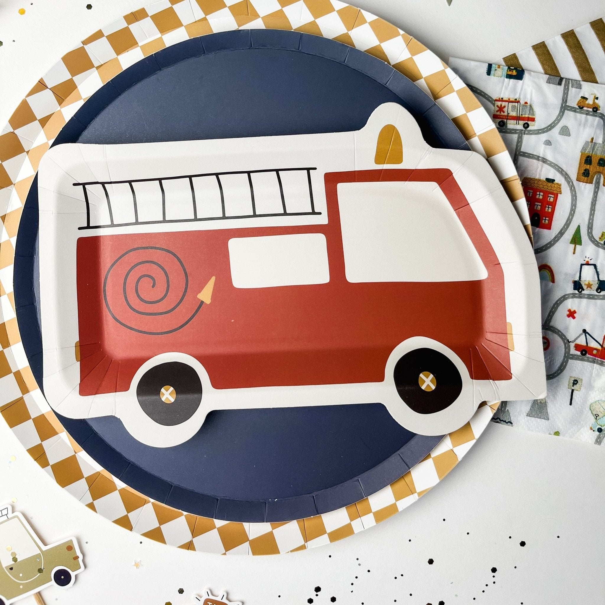 Firetruck Dessert Paper Plate (8pcs) - Josi James - Die Cut Plate