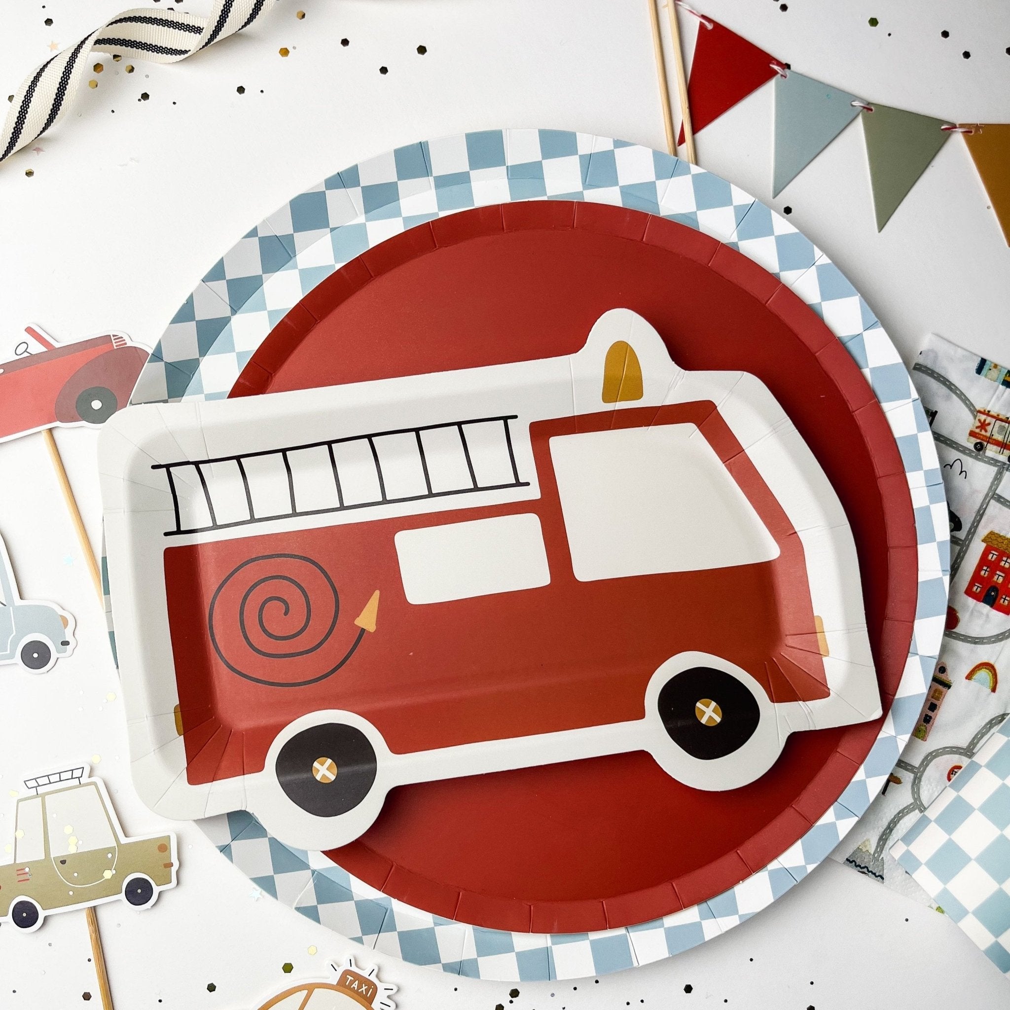 Firetruck Dessert Paper Plate (8pcs) - Josi James - Die Cut Plate