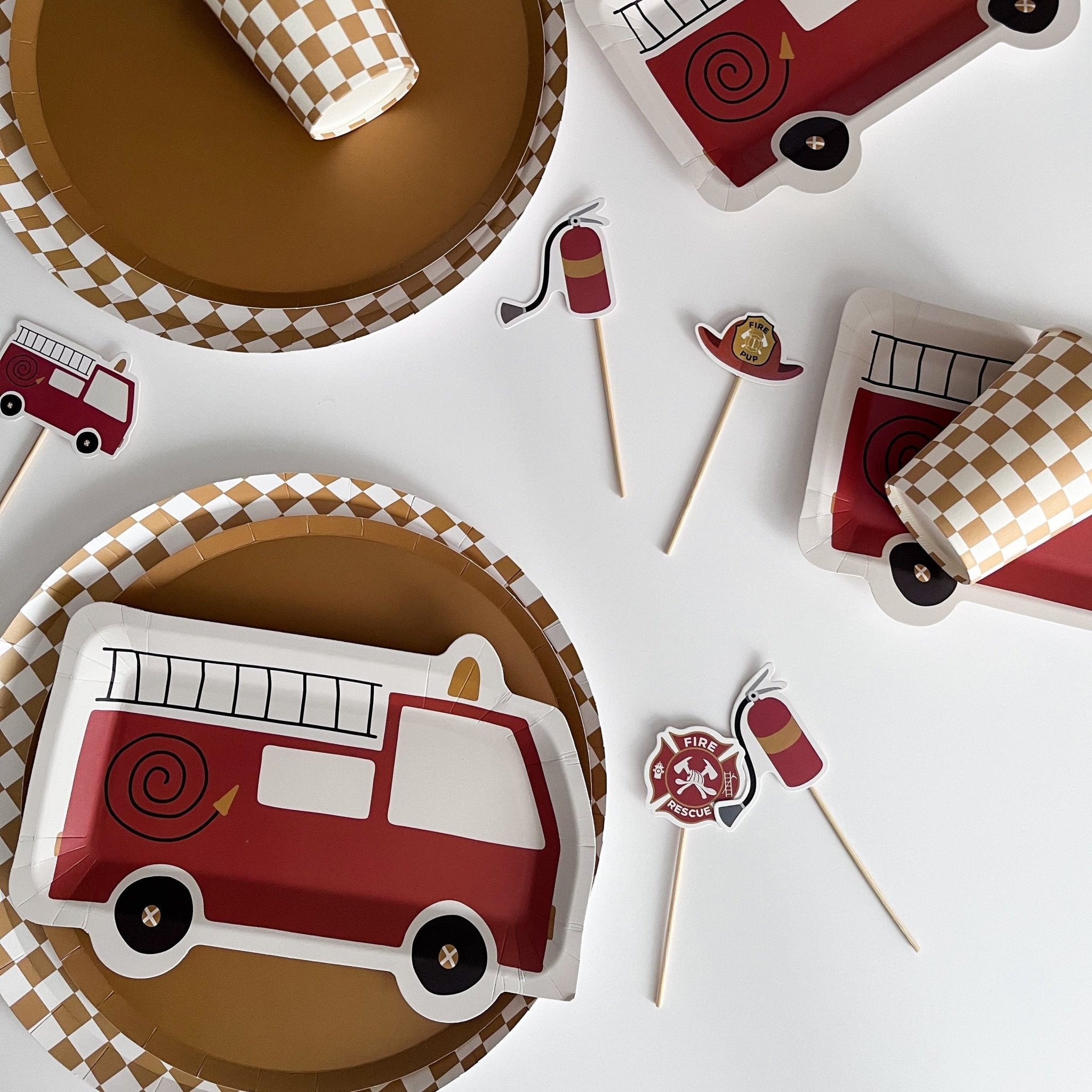 Firetruck Dessert Paper Plate (8pcs) - Josi James - Die Cut Plate