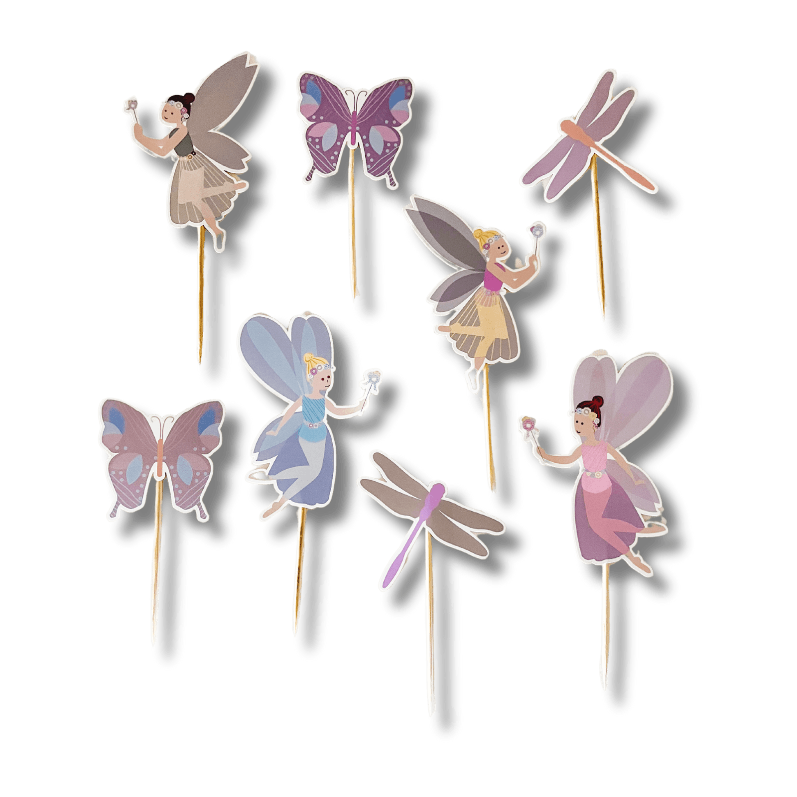 Garden Fairy & Dragonfly Birthday Cupcake Topper (8pcs) - Josi James - Cupcake Toppers