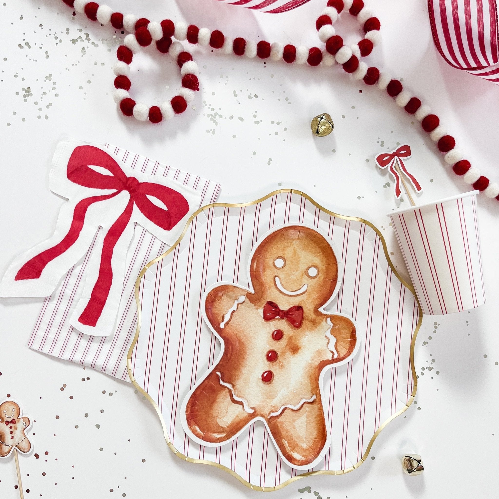 Gingerbread Man Christmas Paper Plate - Josi James - Die Cut Plate