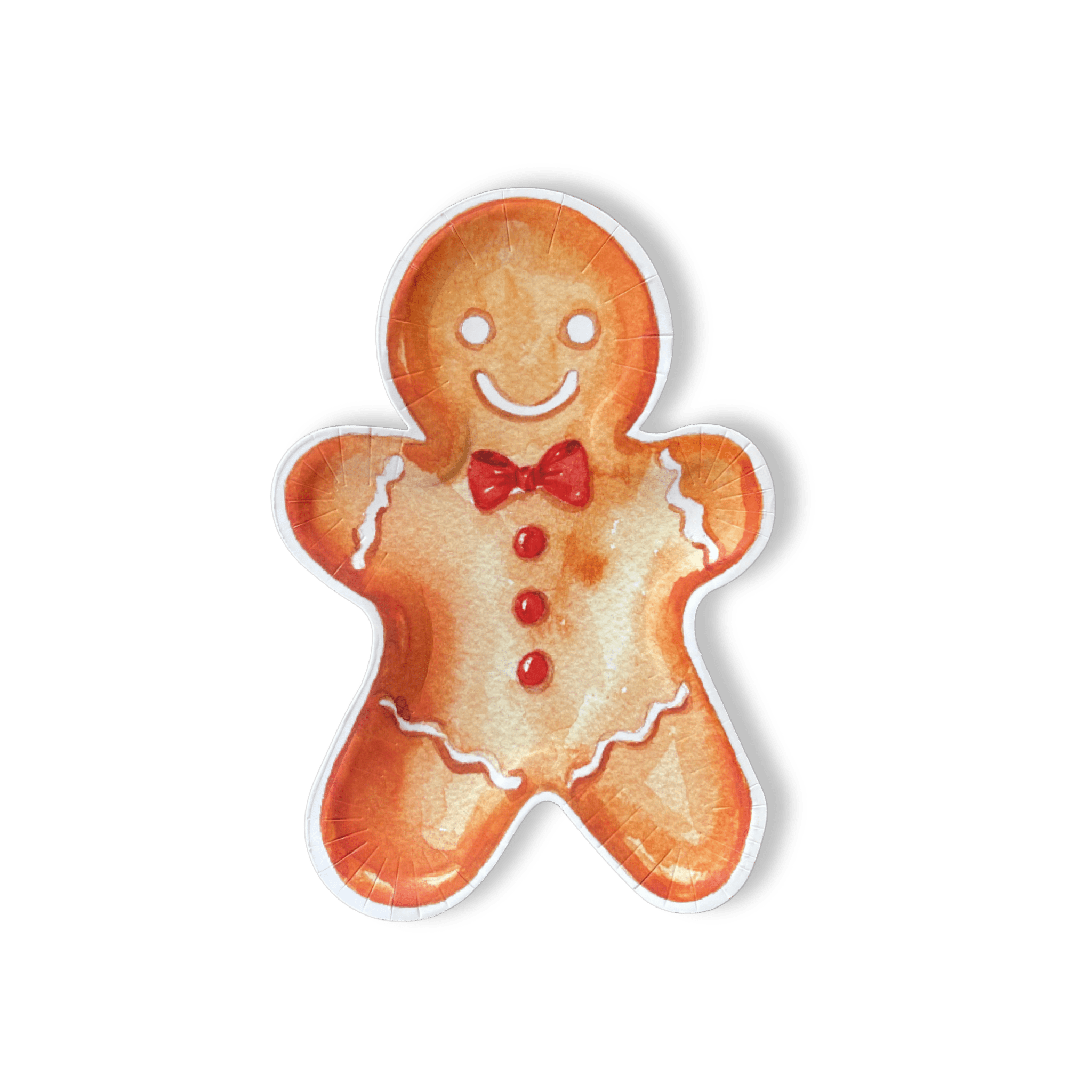 Gingerbread Man Christmas Paper Plate - Josi James - Die Cut Plate