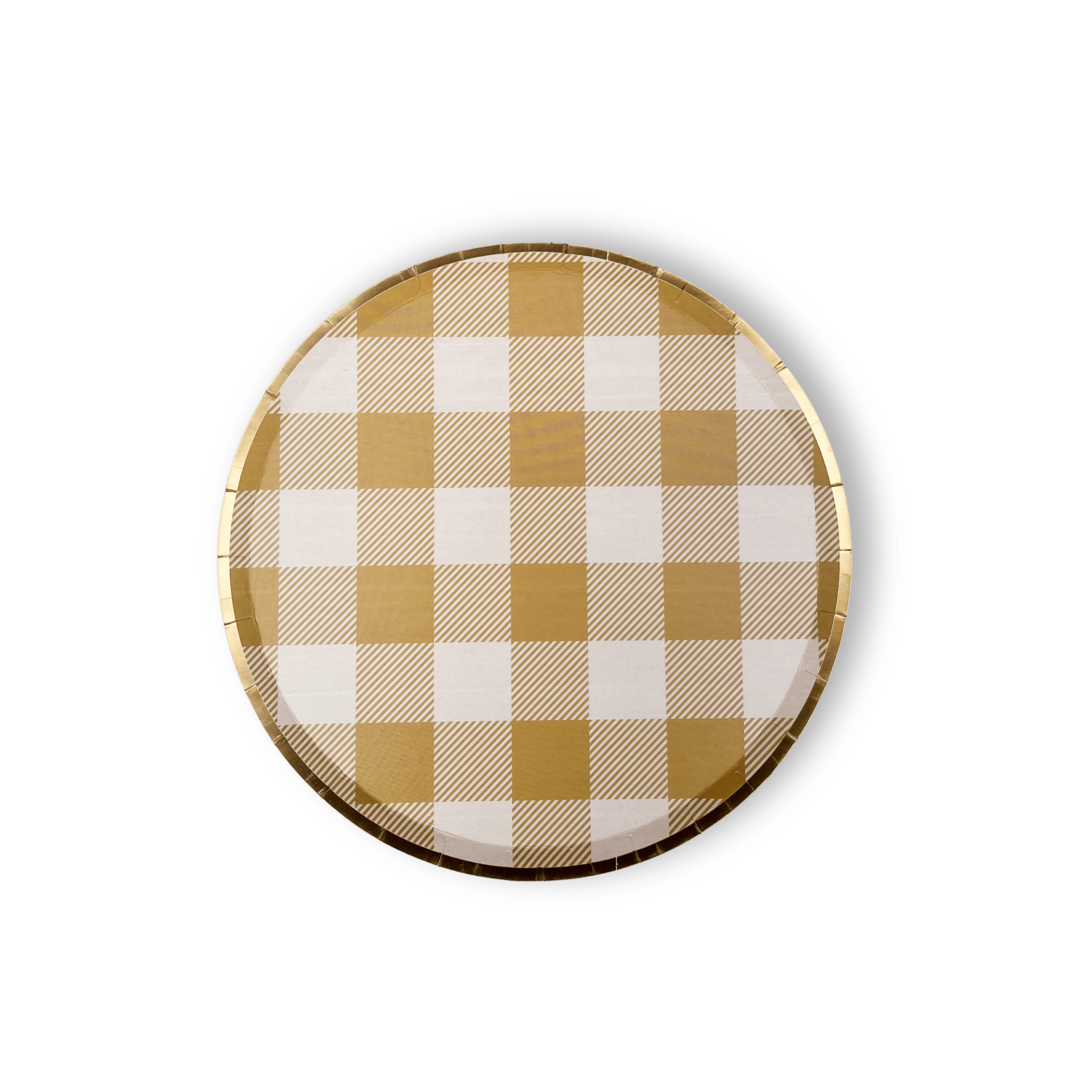 Gold Matte Plaid Paper Dessert Plate (8pcs) - Josi James - 9 Inch Plate