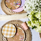 Gold Matte Plaid Paper Dessert Plate (8pcs) - Josi James - 9 Inch Plate