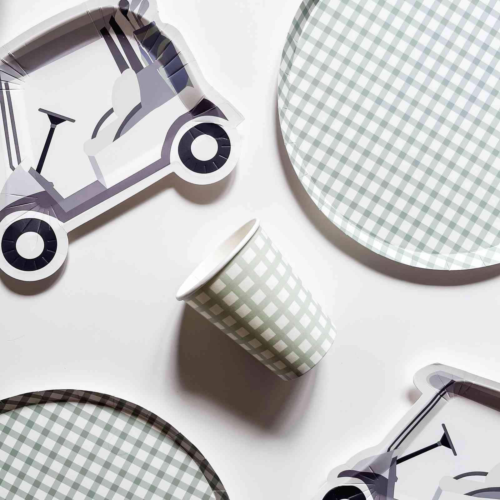 Golf Cart Paper Party Plates - Josi James - Die Cut Plate