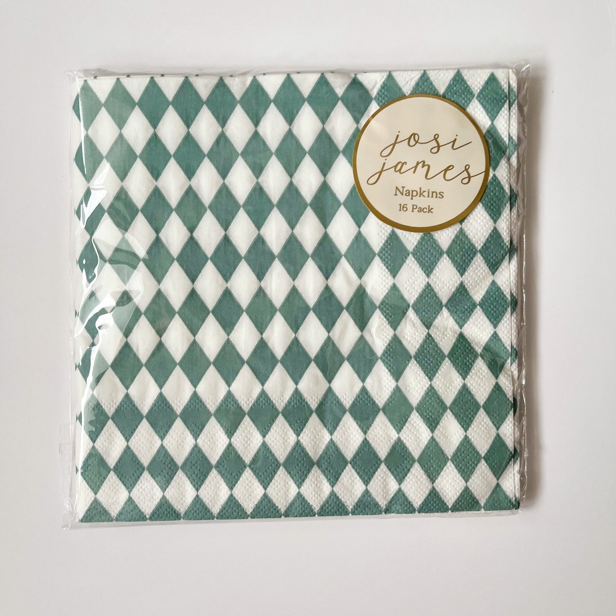 Green Bavarian Check Large Disposable Paper Napkins (16pcs) - Josi James - Large Napkins