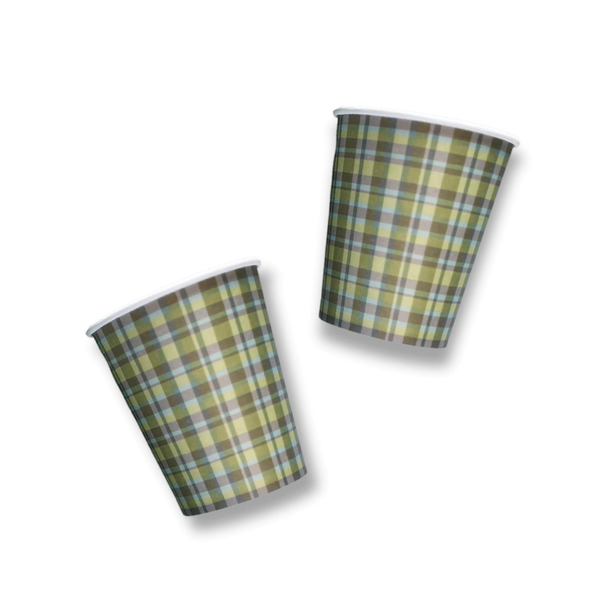 Green & Blue Plaid Cups (8pcs) - Josi James - Cups