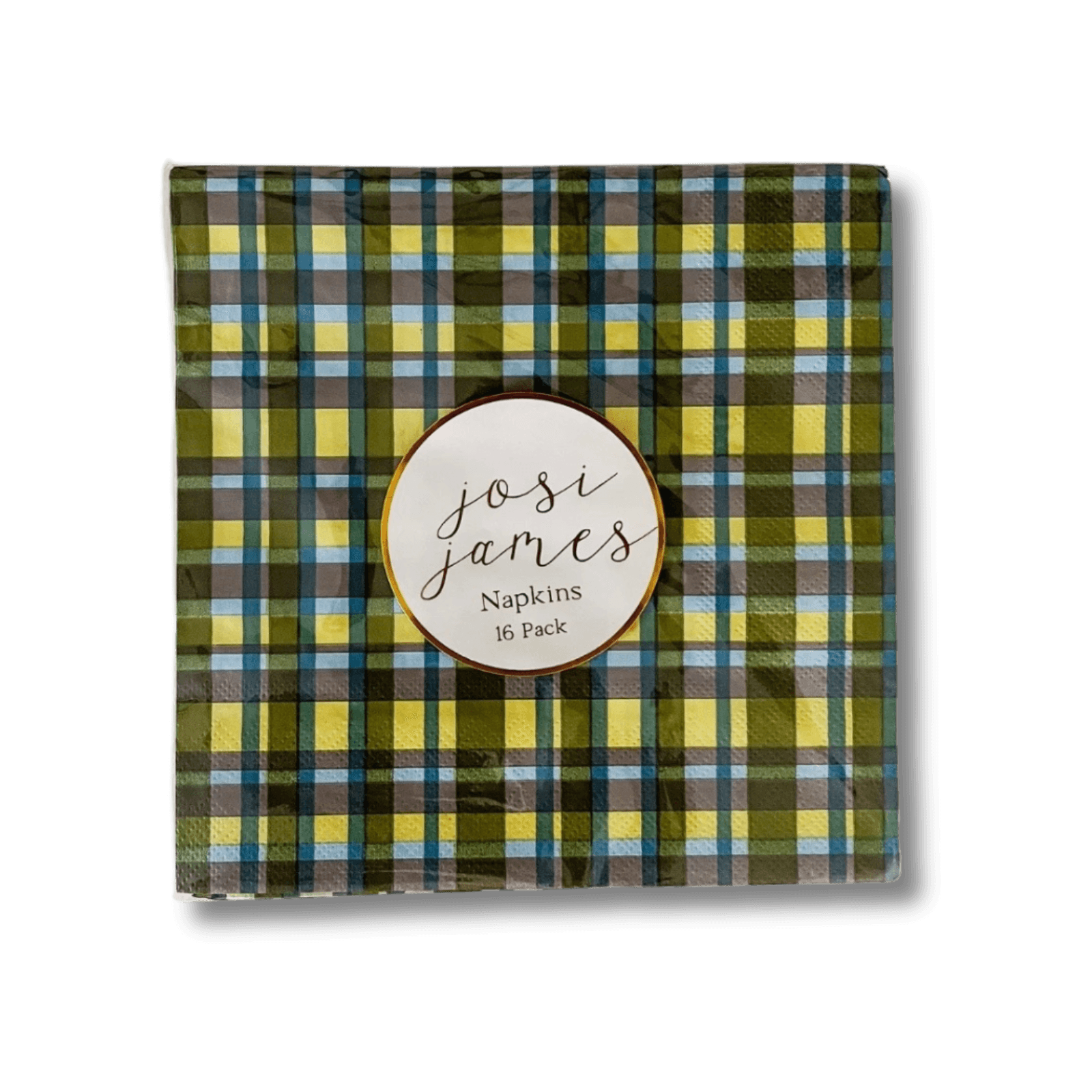 Green & Blue Plaid Large, Disposable Paper Napkins (16pcs) - Josi James - Large Napkins