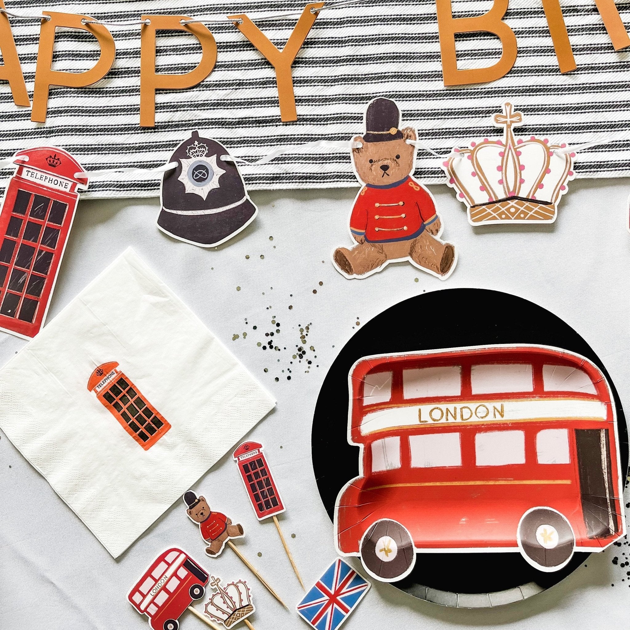 London Bus Shaped Dessert Plate, (8pcs) - Josi James - Die Cut Plate