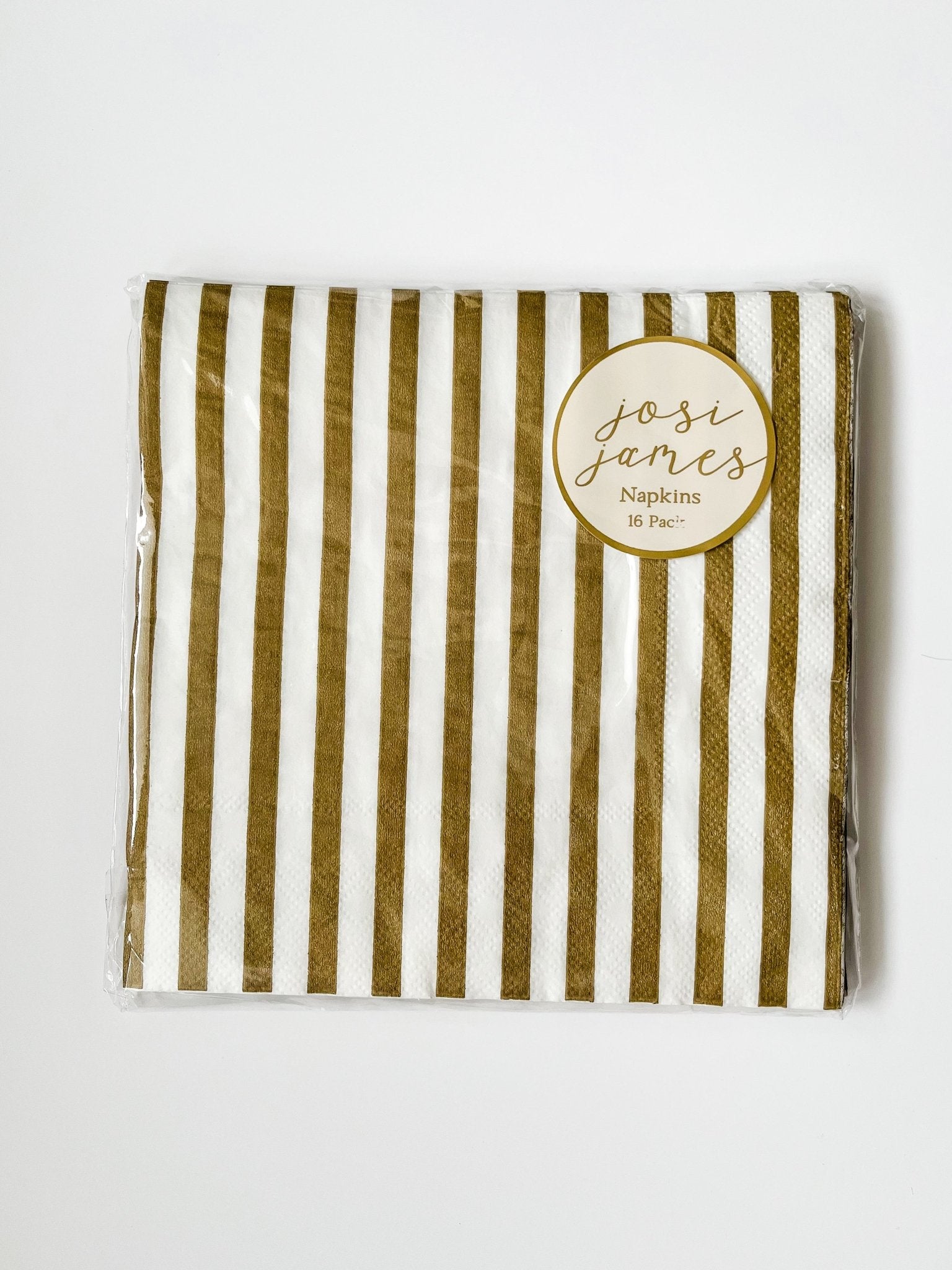 Matte Gold Striped Large Disposable Paper Napkins (16pcs) - Josi James - Large Napkins