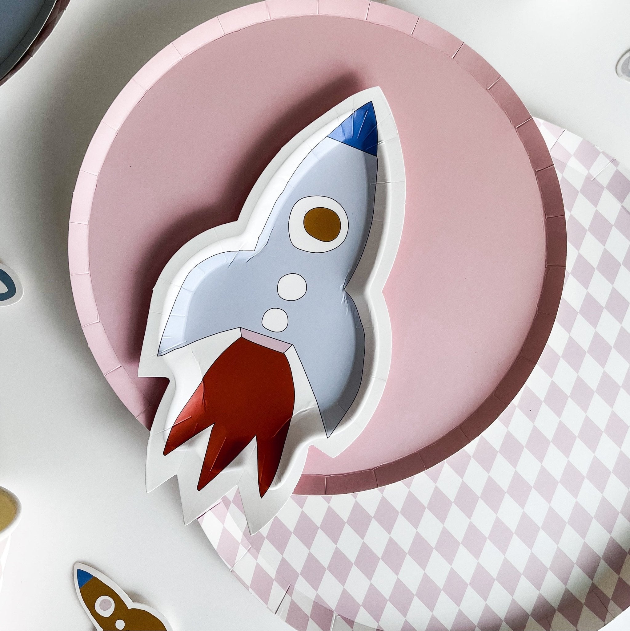 Mini Space Rocketship Dessert Plate (8pcs) - Josi James - Die Cut Plate