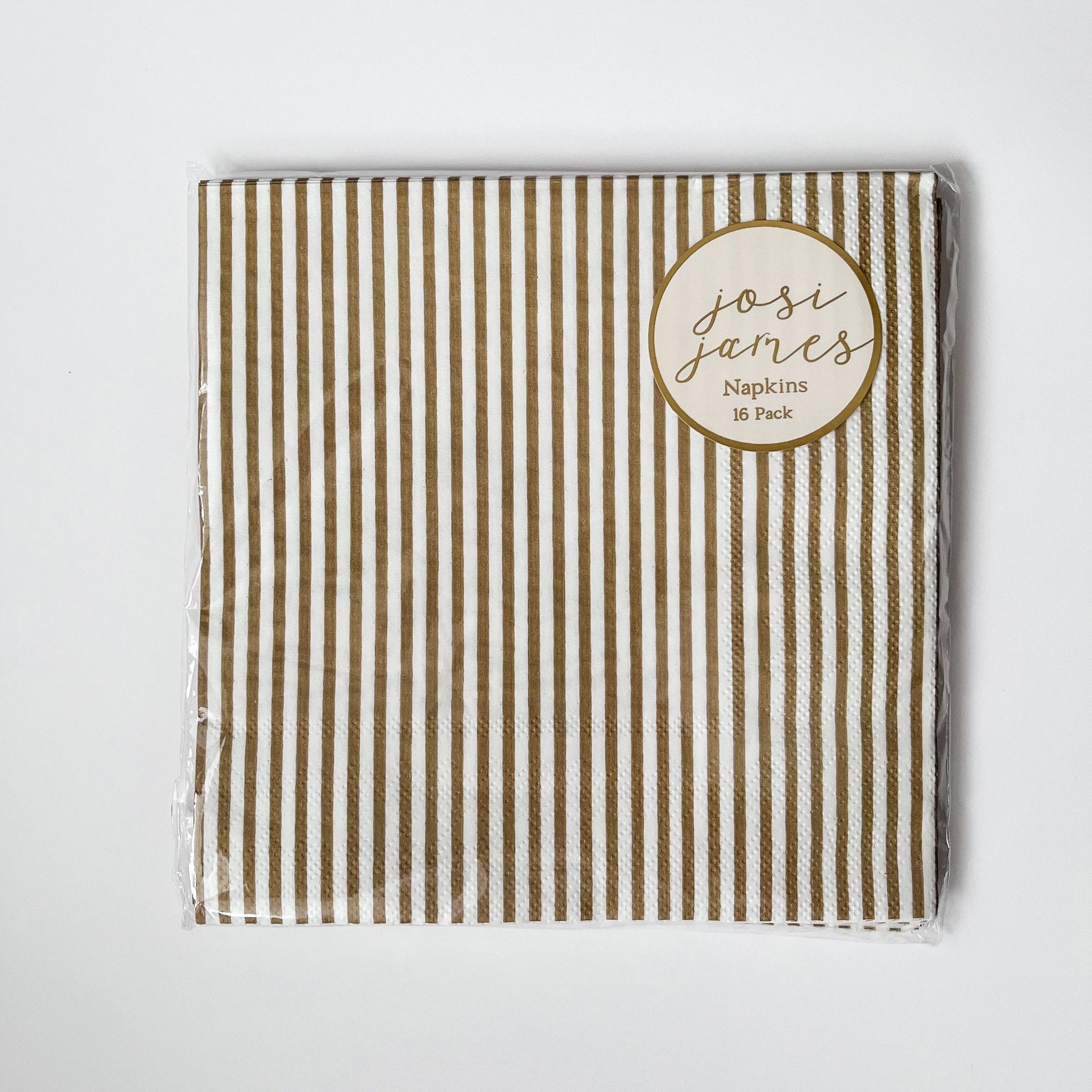 Pinstripe Gold Matte Large Disposable Paper Napkins (16pcs) - Josi James - Large Napkins