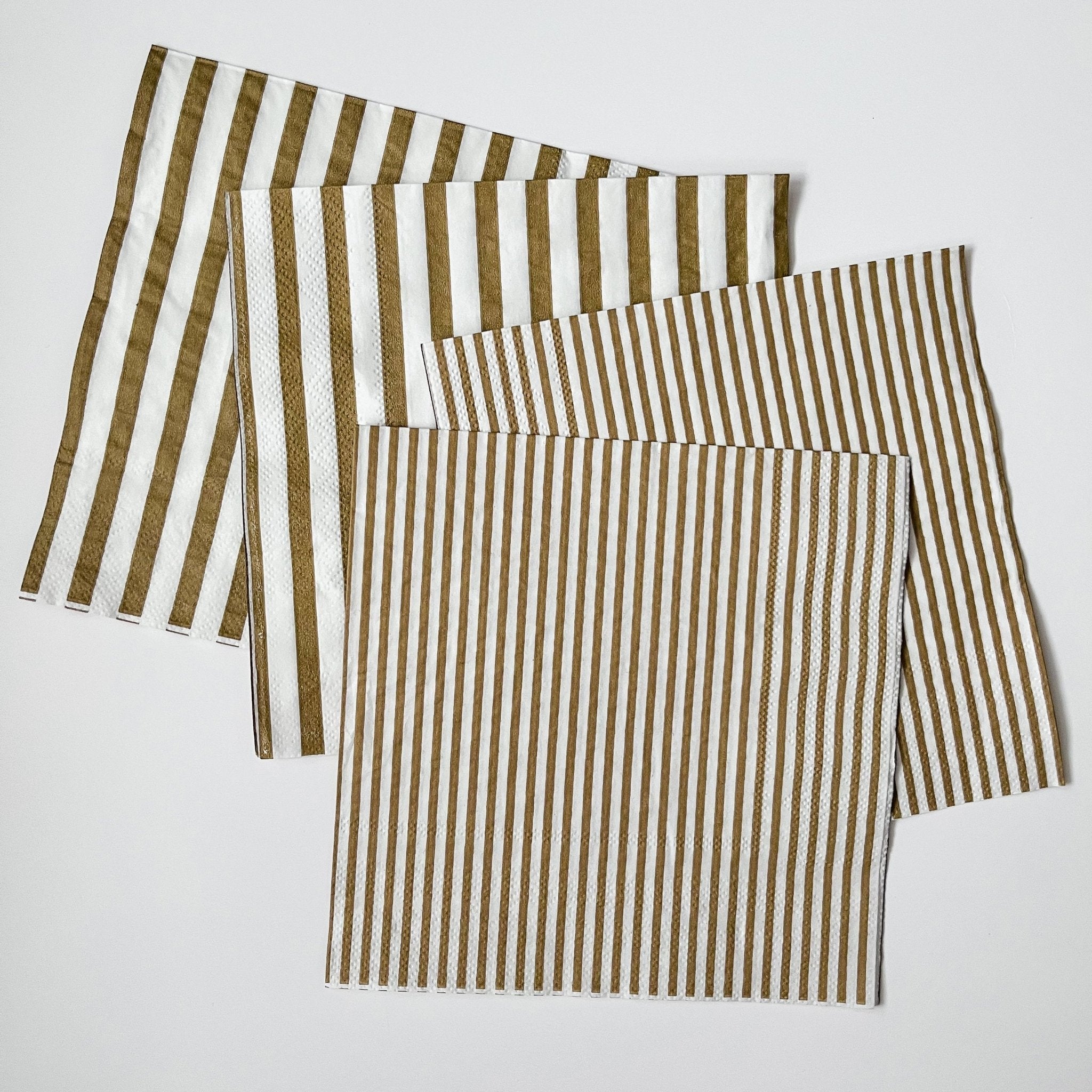 Pinstripe Gold Matte Large Disposable Paper Napkins (16pcs) - Josi James - Large Napkins