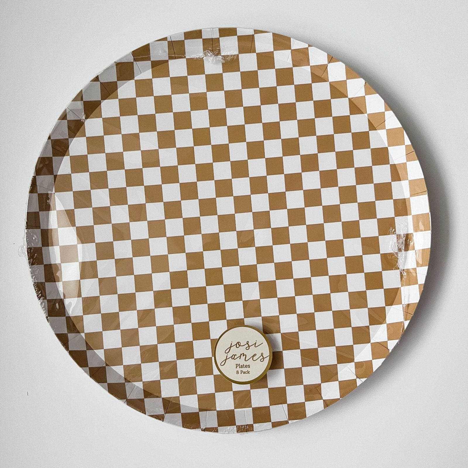 Premium Checkered Gold Matte Plate (8pcs) - Josi James - 10.5 Inch Plate