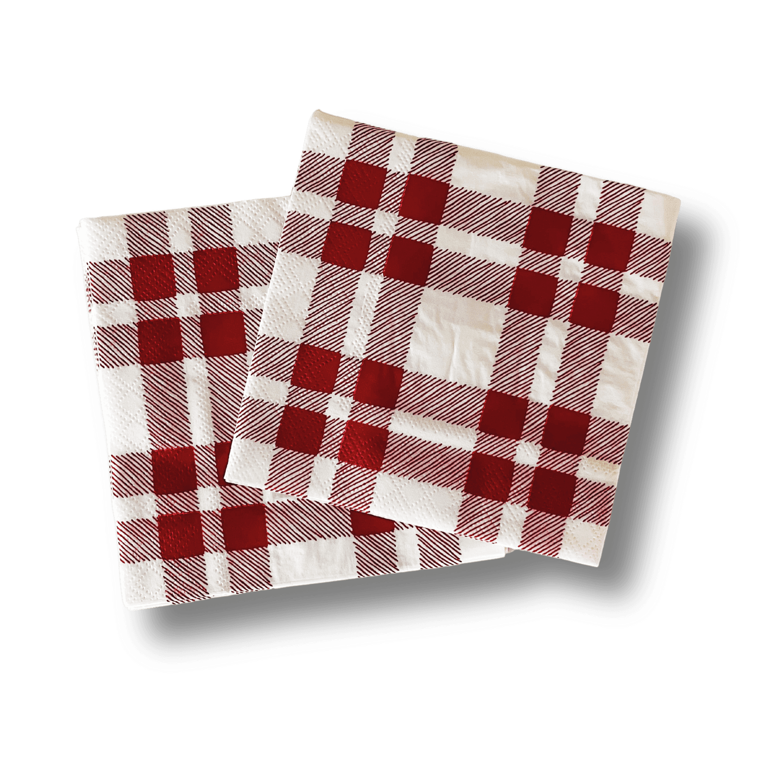 Red Plaid Small Disposable Paper Napkins (16pcs) - Josi James - Small Napkins