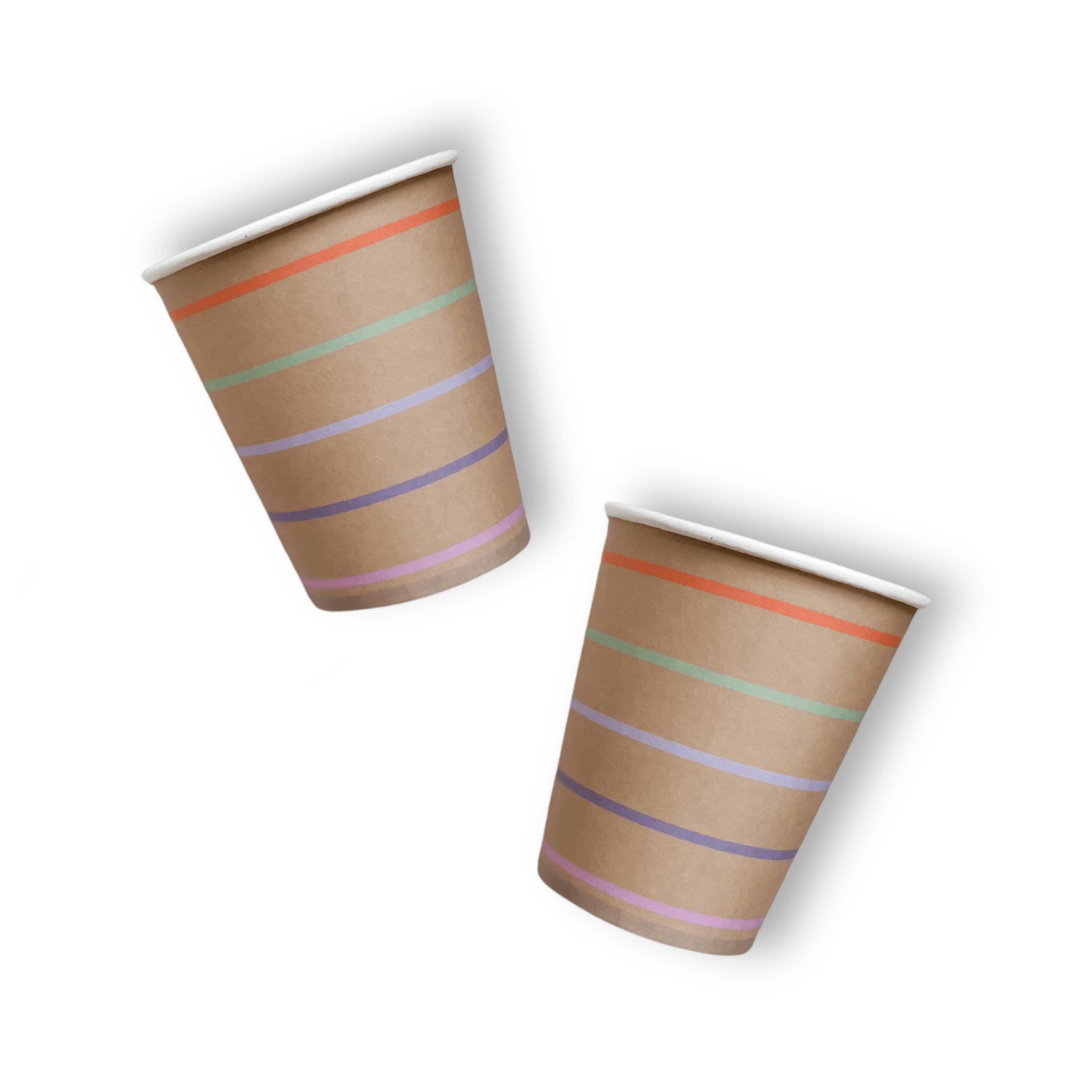 Tan Striped Cups (8pcs) - Josi James - Cups