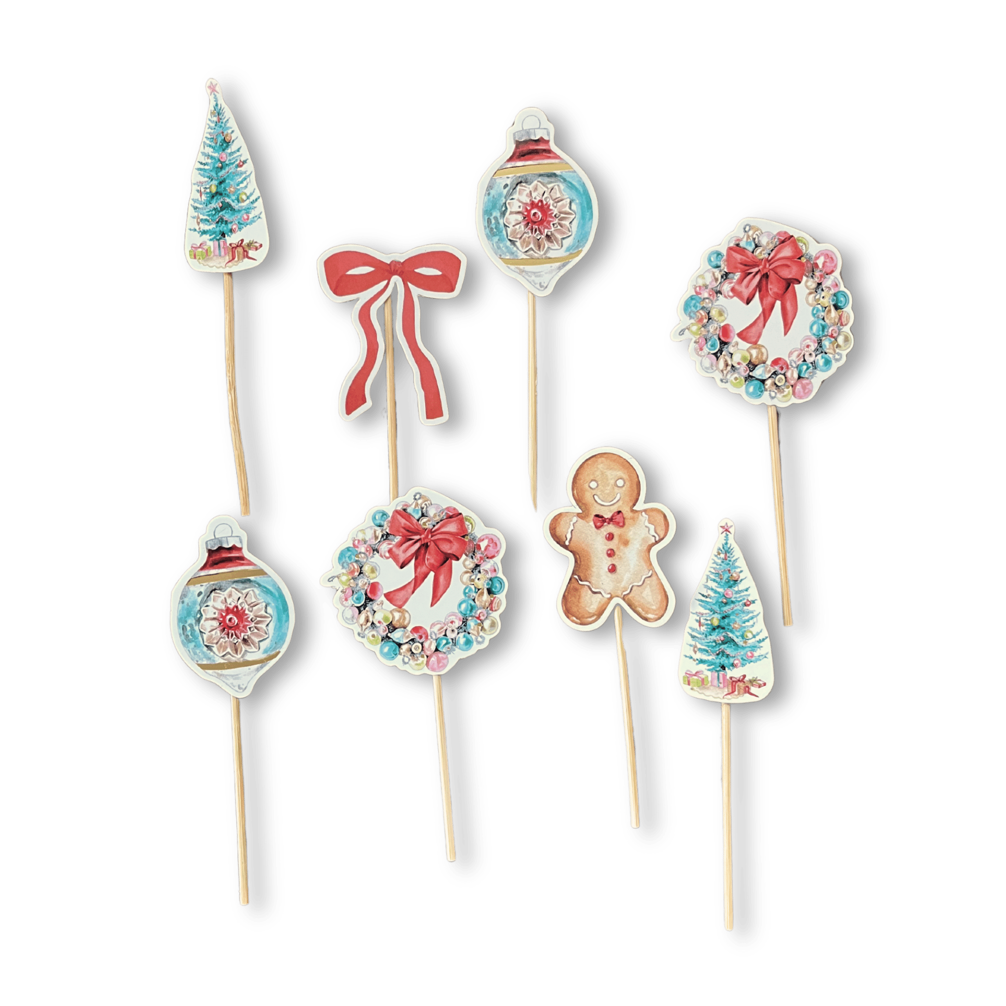 Vintage Christmas Cupcake Toppers (8pcs) - Josi James - Cupcake Toppers