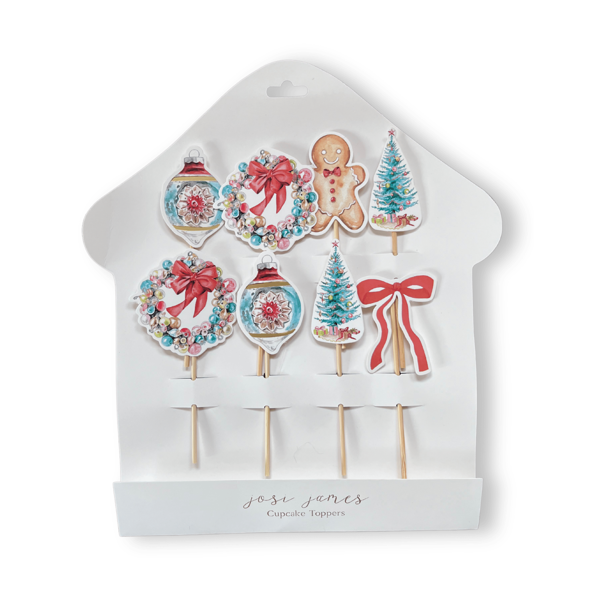 Vintage Christmas Cupcake Toppers (8pcs) - Josi James - Cupcake Toppers