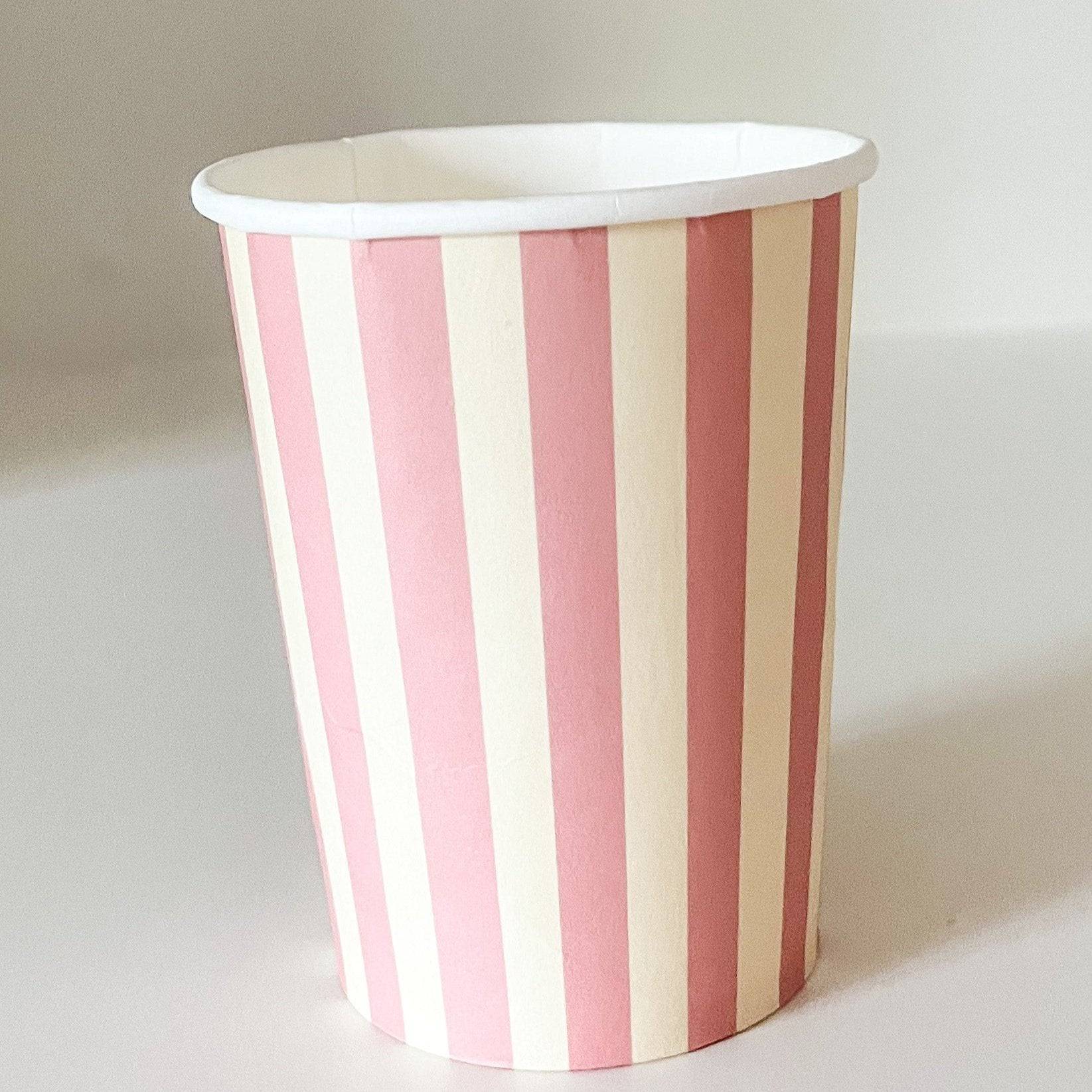 Cream & Pink Striped Cups - Josi James - Cups