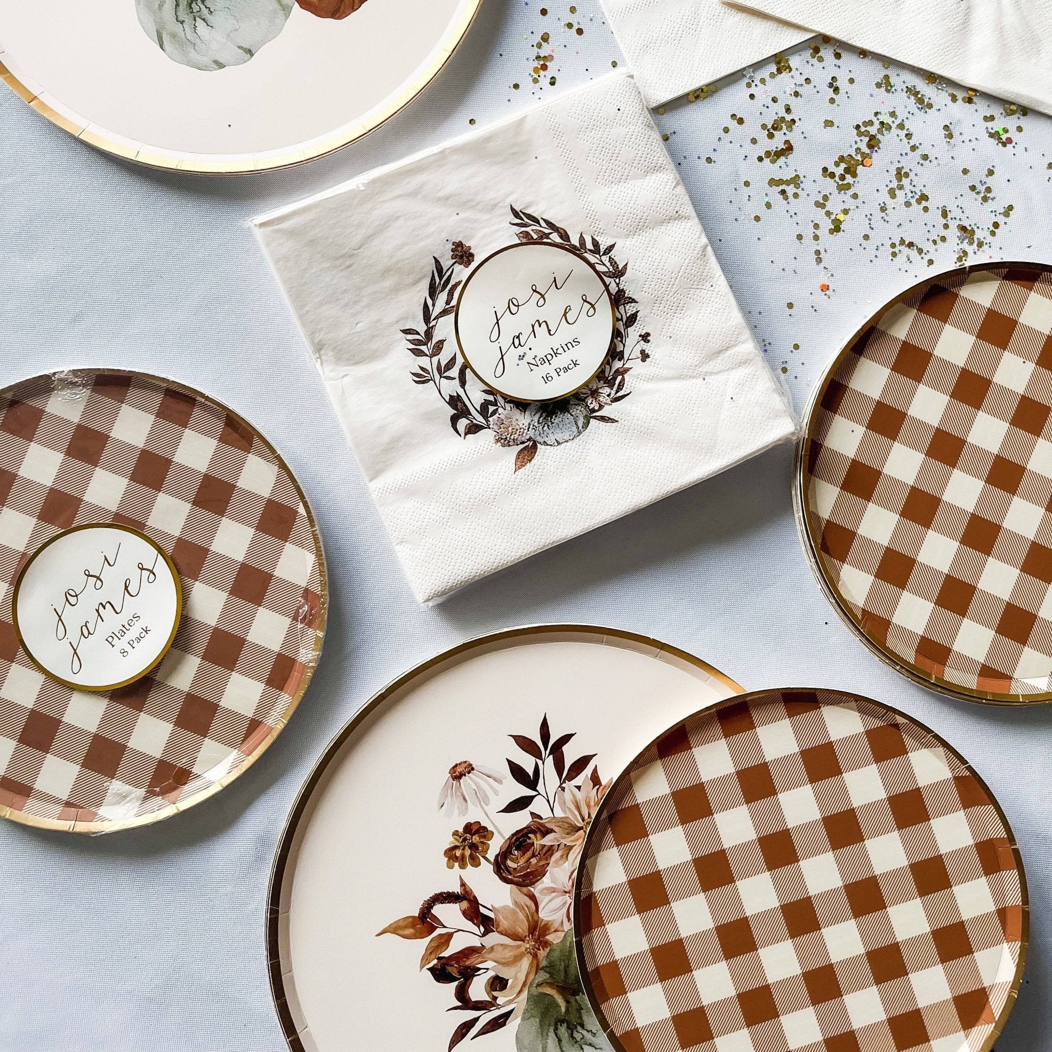 Fall Plaid Dessert Plate (8pcs) - Josi James - 7 Inch Plate