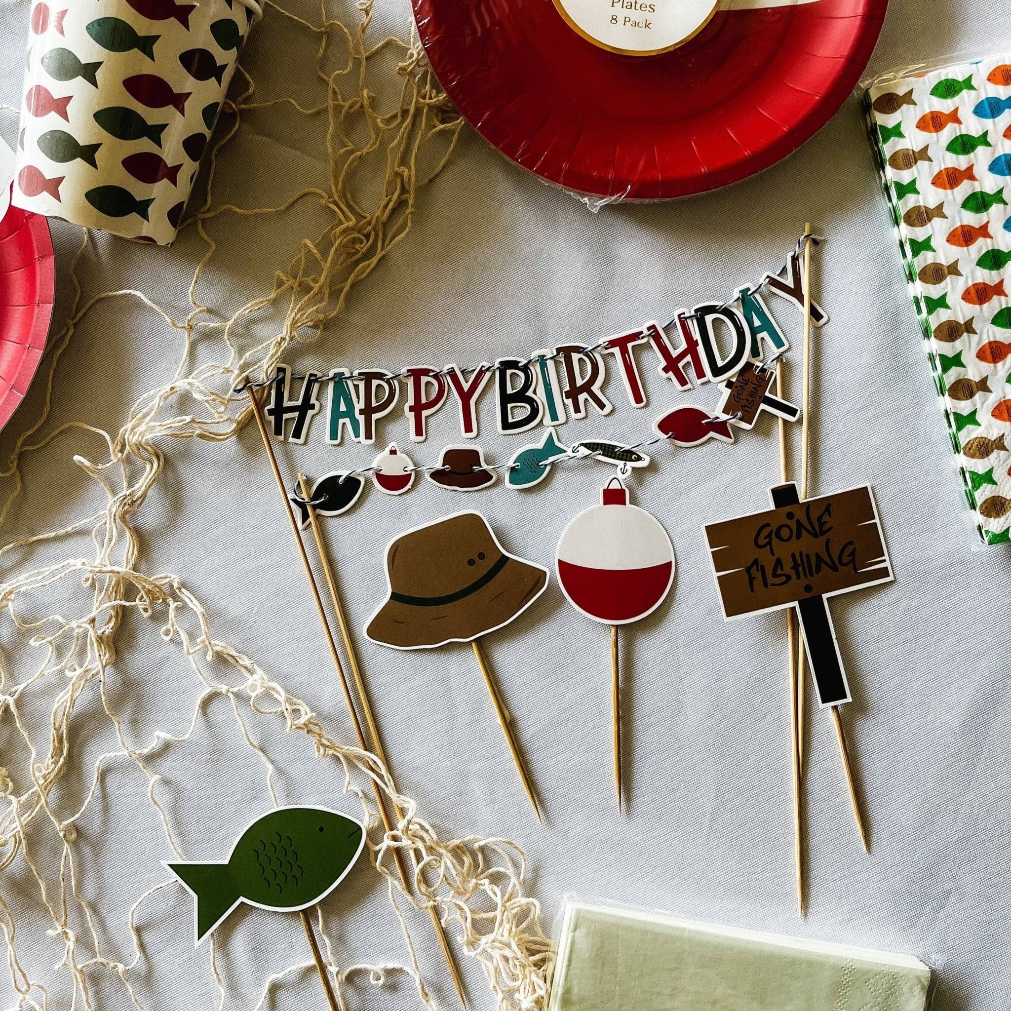 Fishing Happy Birthday Cake Banner - Josi James - Cake Banner