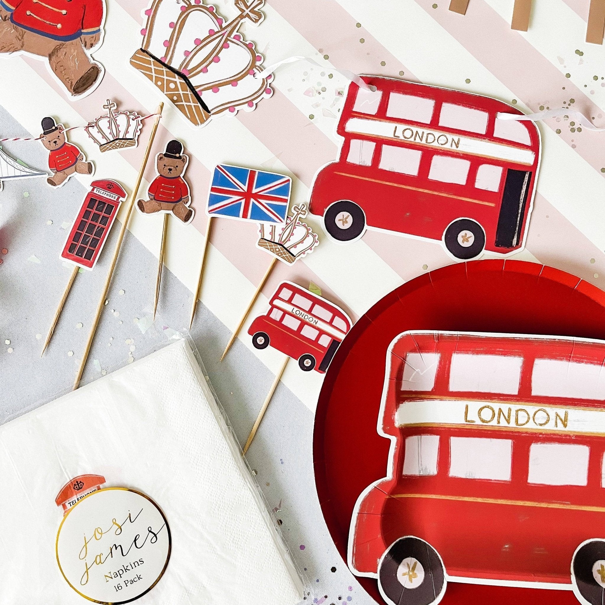 London Bus Shaped Dessert Plate, (8pcs) - Josi James - Die Cut Plate