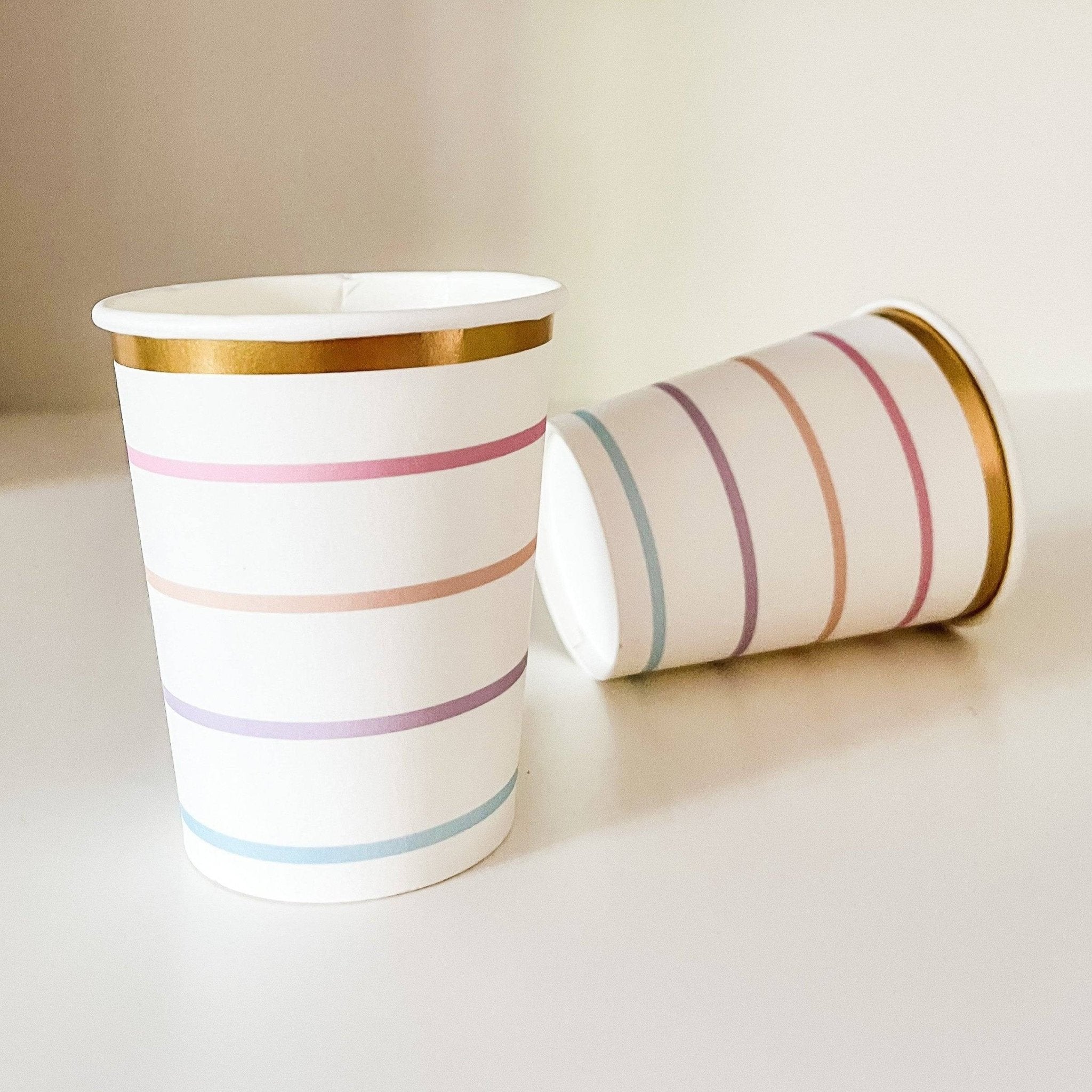 Pastel Striped Cups (8 Per Set) - Josi James - Cups