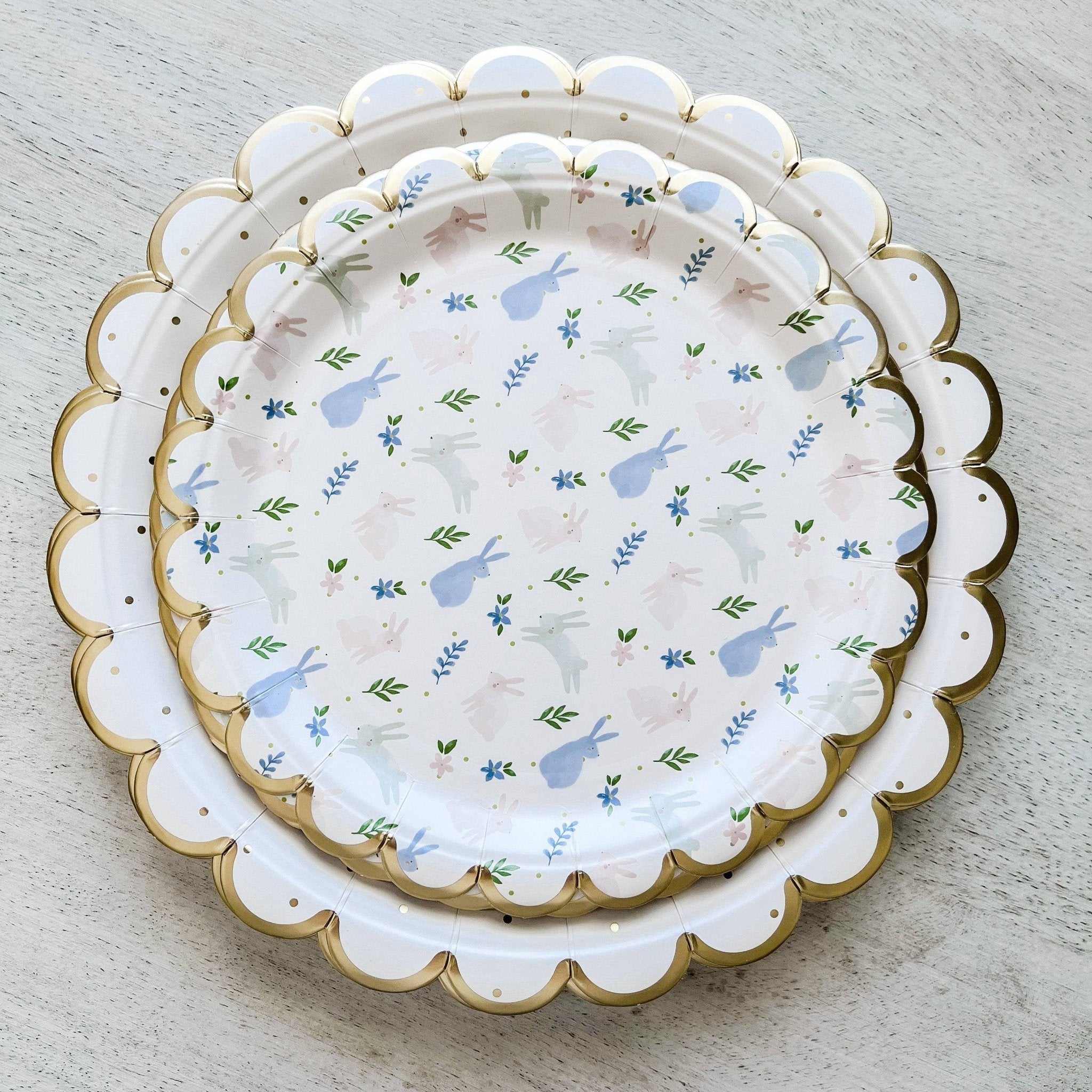 Small Scalloped Bunny Dessert Plate (8pcs) - Josi James - 7 Inch Plate