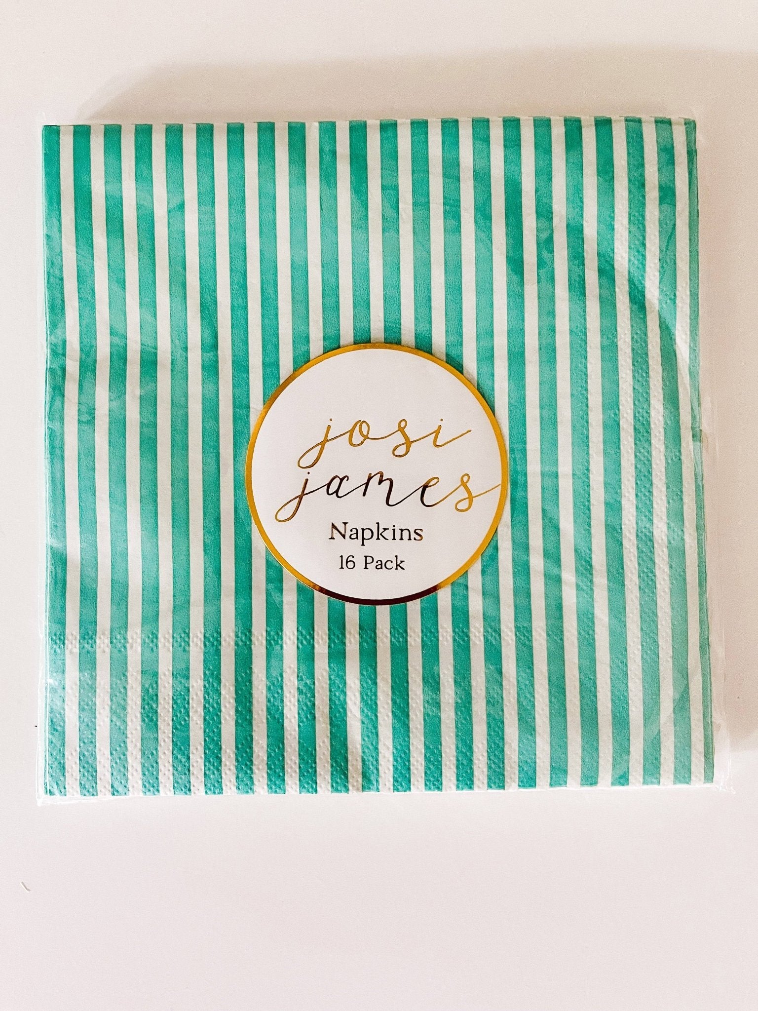 Turquoise Striped Large Disposable Paper Napkins (16pcs) - Josi James - Large Napkins